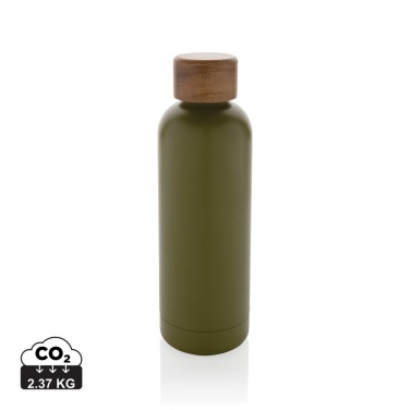 Logo trade promotional giveaway photo of: Wood RCS certified recycled stainless steel vacuum bottle