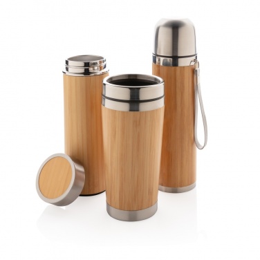 Logo trade promotional products image of: Leak proof bamboo vacuum bottle