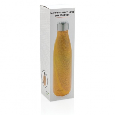 Logotrade corporate gift image of: Vacuum insulated stainless steel bottle with wood print