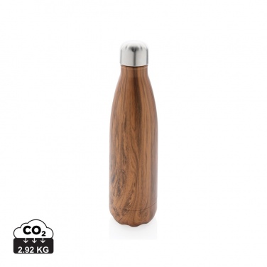 Logo trade promotional merchandise photo of: Vacuum insulated stainless steel bottle with wood print