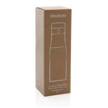 Logo trade promotional merchandise photo of: Ukiyo glass hydration tracking bottle with sleeve