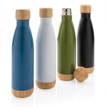Logo trade promotional merchandise image of: Vacuum stainless steel bottle with bamboo lid and bottom