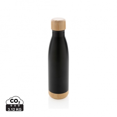 Logotrade advertising product image of: Vacuum stainless steel bottle with bamboo lid and bottom