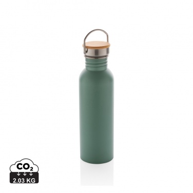 Logo trade promotional gift photo of: Modern stainless steel bottle with bamboo lid