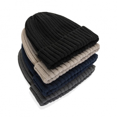 Logo trade business gifts image of: Kennedi AWARE™ Polylana® beanie with large rib
