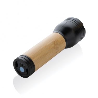 Logo trade business gifts image of: Lucid 3W RCS certified recycled plastic & bamboo torch