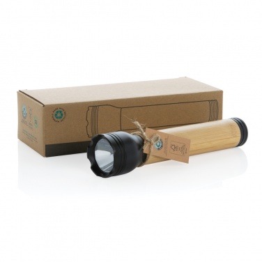 Logo trade promotional gifts picture of: Lucid 5W RCS certified recycled plastic & bamboo torch