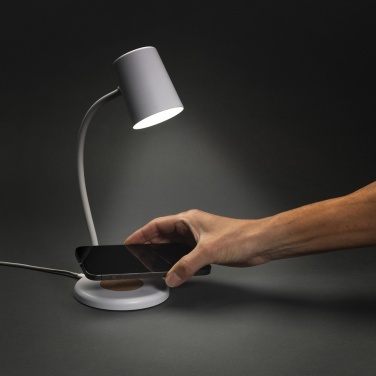 Logo trade promotional merchandise image of: Zenara RCS recycled plastic and cork 15W wireless desk lamp