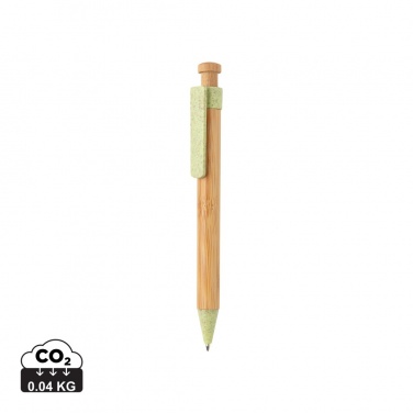 Logo trade promotional merchandise image of: Bamboo pen with wheatstraw clip