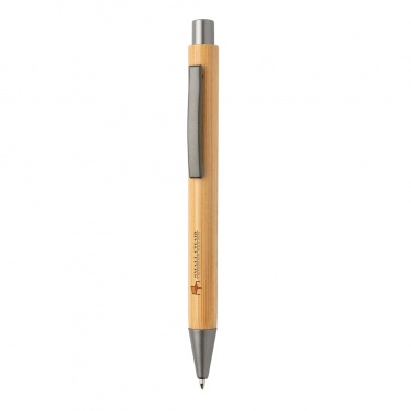Logo trade advertising products image of: Slim design bamboo pen