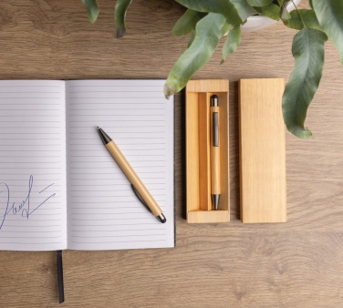 Logotrade promotional gift picture of: Bamboo modern pen set in box