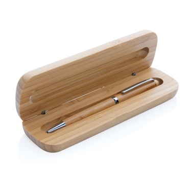 Logo trade promotional items image of: Bamboo pen in box