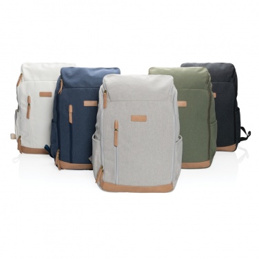 Logo trade business gifts image of: Impact AWARE™ 16 oz. recycled canvas 15" laptop backpack
