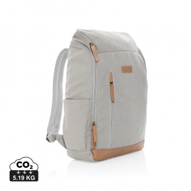 Logo trade promotional merchandise image of: Impact AWARE™ 16 oz. recycled canvas 15" laptop backpack