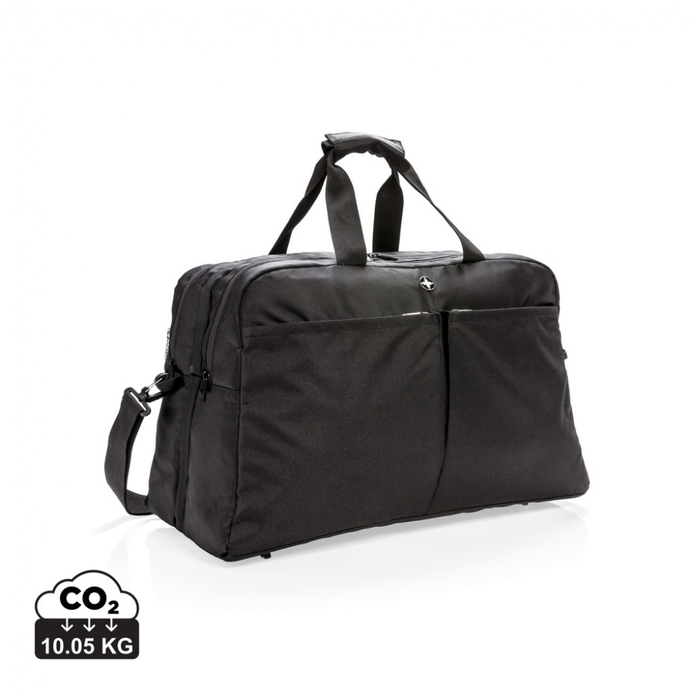 Logo trade promotional items image of: Swiss Peak RFID duffle with suitcase opening
