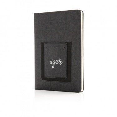 Logo trade promotional products image of: Deluxe A5 Notebook with phone pocket