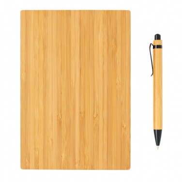 Logo trade promotional giveaways image of: A5 Bamboo notebook & pen set