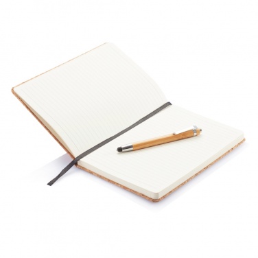 Logo trade business gift photo of: A5 notebook with bamboo pen including stylus