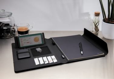 Logotrade promotional merchandise photo of: Fiko 5W wireless charging portfolio A4 with powerbank