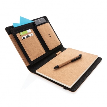 Logo trade business gift photo of: Deluxe cork portfolio A5 with pen