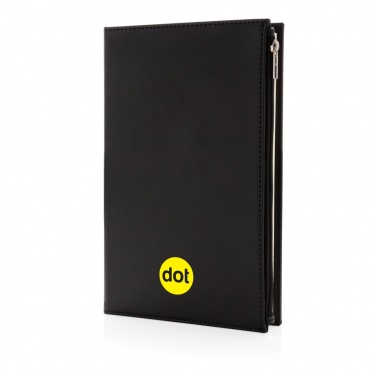 Logo trade promotional giveaway photo of: Swiss Peak A5 PU notebook with zipper pocket