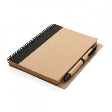 Logotrade corporate gift image of: Kraft spiral notebook with pen