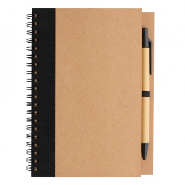 Logo trade business gift photo of: Kraft spiral notebook with pen