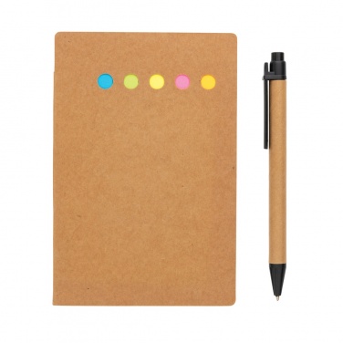 Logo trade promotional giveaway photo of: Kraft sticky notes A6 booklet with pen