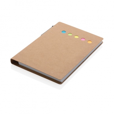 Logo trade corporate gifts picture of: Kraft sticky notes A6 booklet with pen
