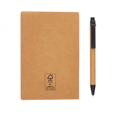 Logo trade promotional giveaways image of: Kraft sticky notes A6 booklet with pen