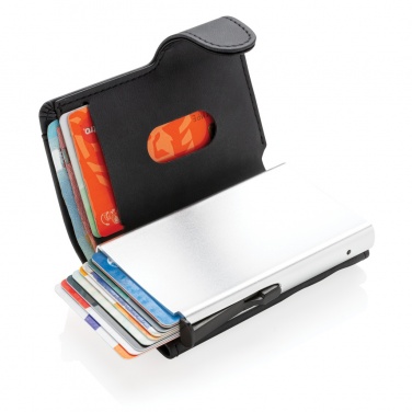 Logo trade promotional items picture of: Standard aluminium RFID cardholder with PU wallet