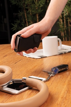 Logo trade business gifts image of: Standard aluminium RFID cardholder with PU wallet