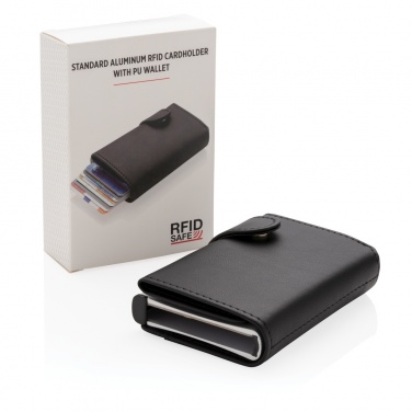 Logo trade advertising product photo of: Standard aluminium RFID cardholder with PU wallet