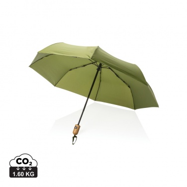 Logotrade promotional item image of: 21" Impact AWARE™ RPET 190T bamboo auto open/close umbrella