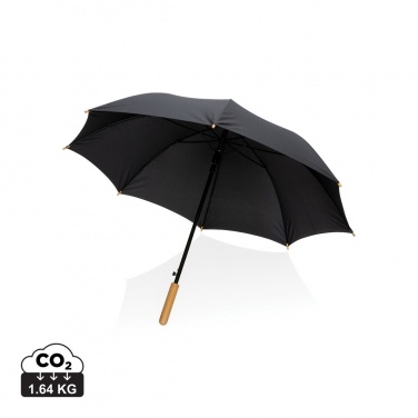 Logo trade business gift photo of: 23" Impact AWARE™ RPET 190T auto open bamboo umbrella