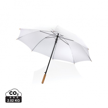 Logo trade corporate gifts picture of: 27" Impact AWARE™ RPET 190T auto open bamboo umbrella