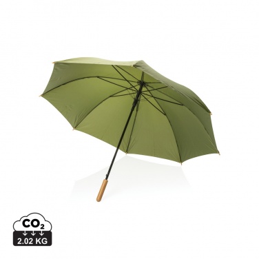 Logo trade promotional merchandise picture of: 27" Impact AWARE™ RPET 190T auto open bamboo umbrella