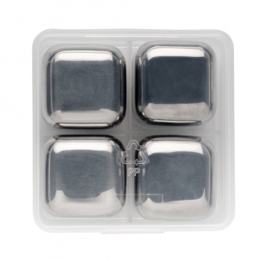 Logo trade promotional products image of: Re-usable stainless steel ice cubes 4pc