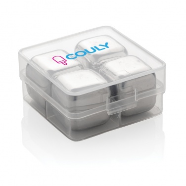 Logo trade promotional giveaways image of: Re-usable stainless steel ice cubes 4pc