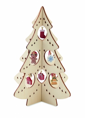 Logo trade promotional merchandise photo of: Wooden Xmas tree decoration