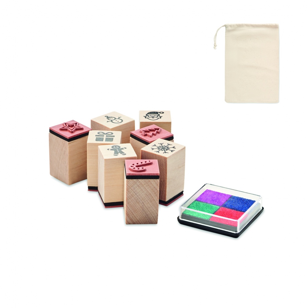 Logotrade promotional items photo of: 8 wooden Christmas stamps set