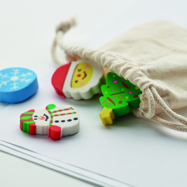 Logo trade promotional gifts image of: Set of 4 Christmas erasers