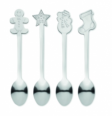 Logo trade promotional items image of: Set of 4 Christmas tea spoon