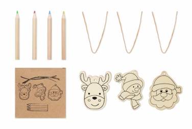 Logo trade promotional item photo of: Drawing wooden ornaments set