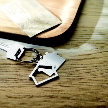 Logotrade advertising product image of: Metal key ring house shape Jyvaskyla