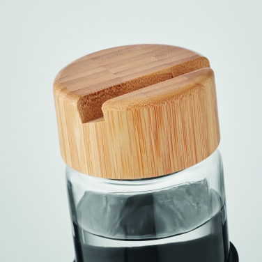Logo trade promotional items image of: Glass bottle bamboo lid 600ml