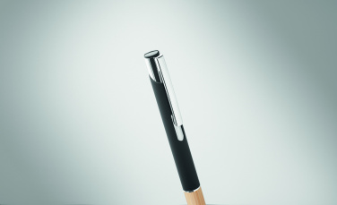 Logo trade advertising products image of: Ballpoint pen made of aluminum with a bamboo grip