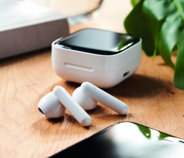 Logo trade advertising product photo of: TWS earbuds with solar charger
