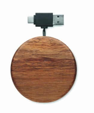 Logo trade promotional items image of: Wireless charger in acacia 15W