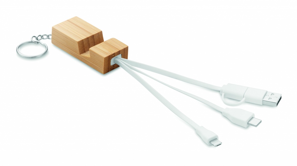 Logo trade promotional merchandise picture of: Bamboo key ring and stand Salo